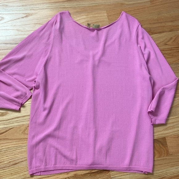 Caslon Nordstrom Pink Sweater Women’s 3/4 sleeve V Neck gathered Plus Sz 3X - Picture 2 of 9